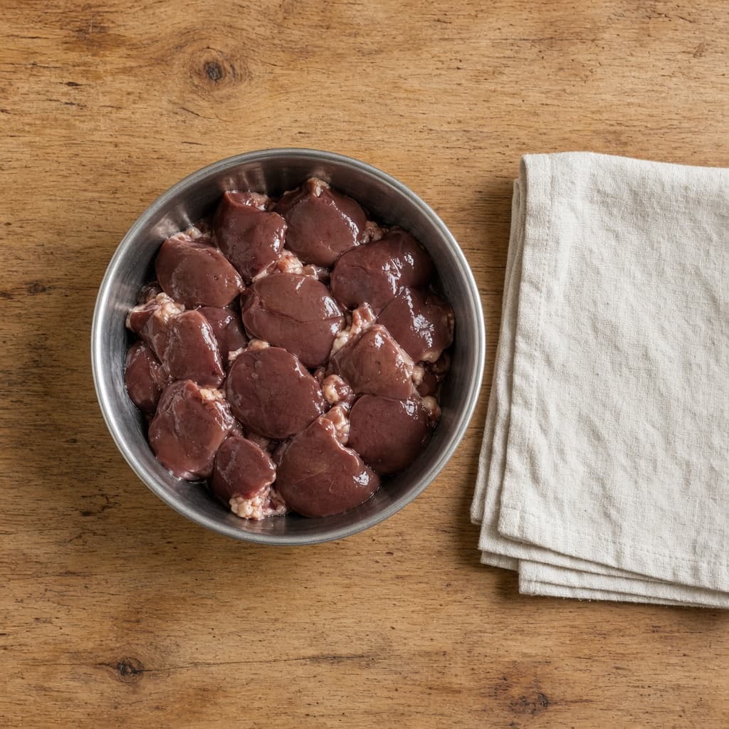 Chicken liver in a steel bowl
